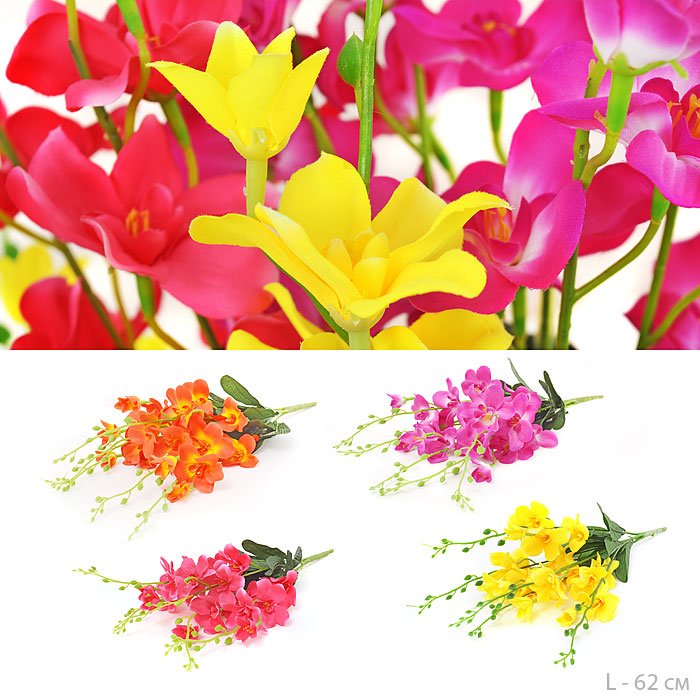 Цветок искусственный 62 см Букет орхидей с корнем / H-4 /уп2/400/